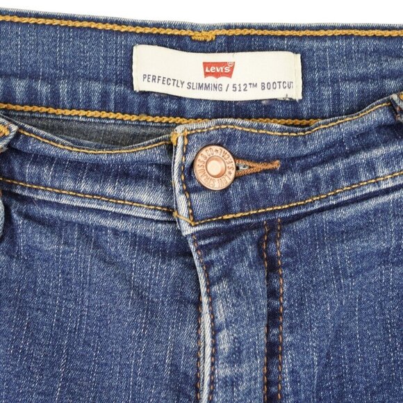 Levis 512 Perfectly Slimming Bootcut Jeans Dark Wash Cotton Blend Size 14M - Picture 5 of 8